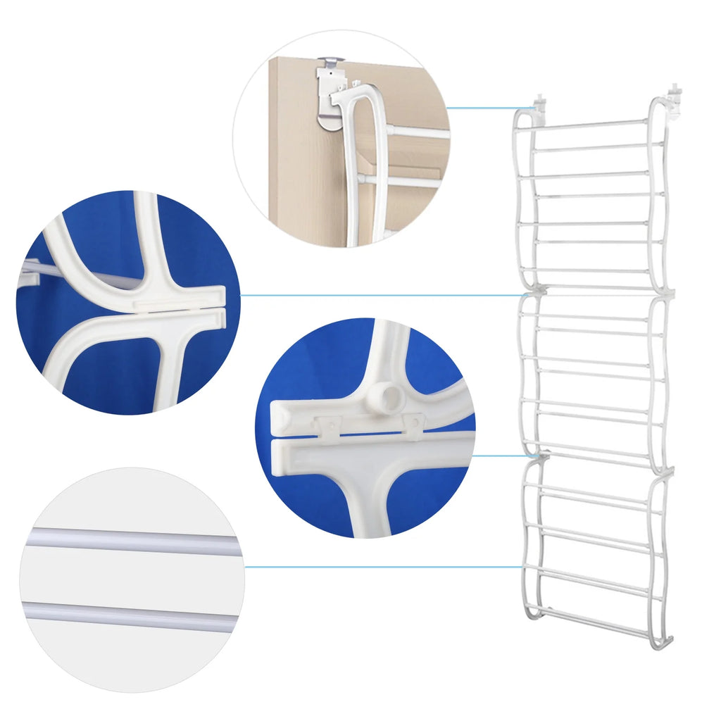 White 12-Tier Wall Hanging Shoe Organizer Y61812