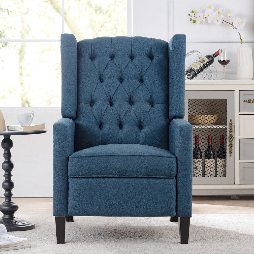 Blue Upholstered Manual Recliner J124