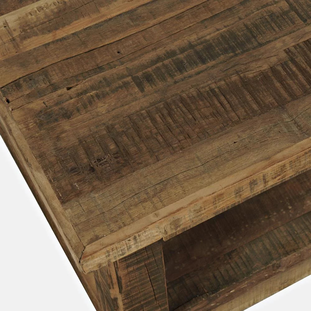 50" Rustic Solid Wood Coffee Table with Storage Shelf J98802