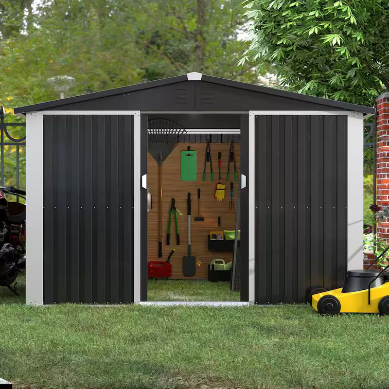 Black Metal Outdoor Storage Shed with Air Vents B6601