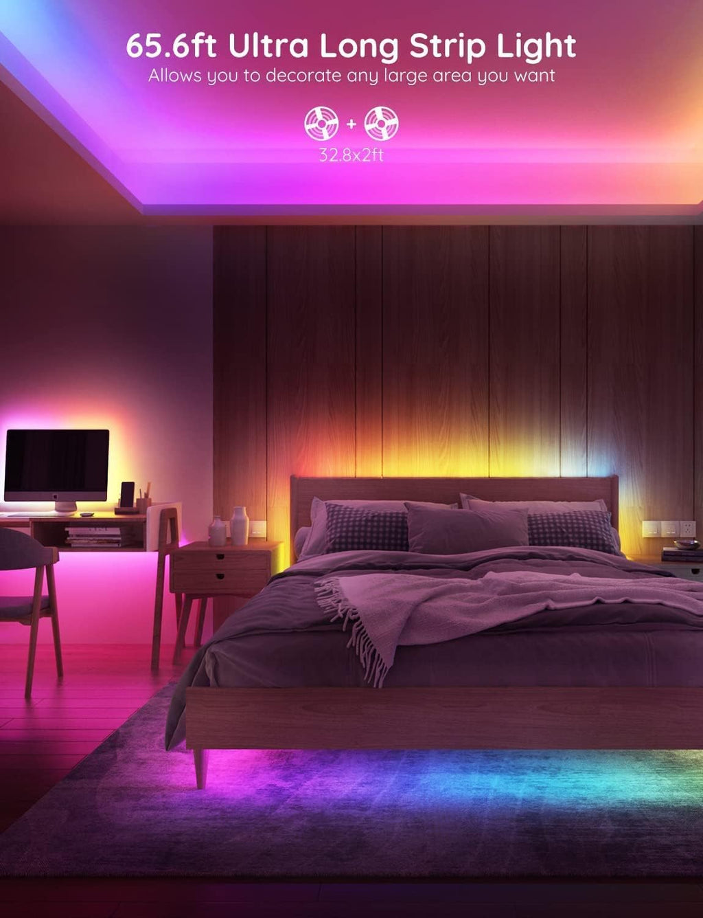 65.6ft RGBIC Smart WiFi LED Light Strip Pack of 2 U140