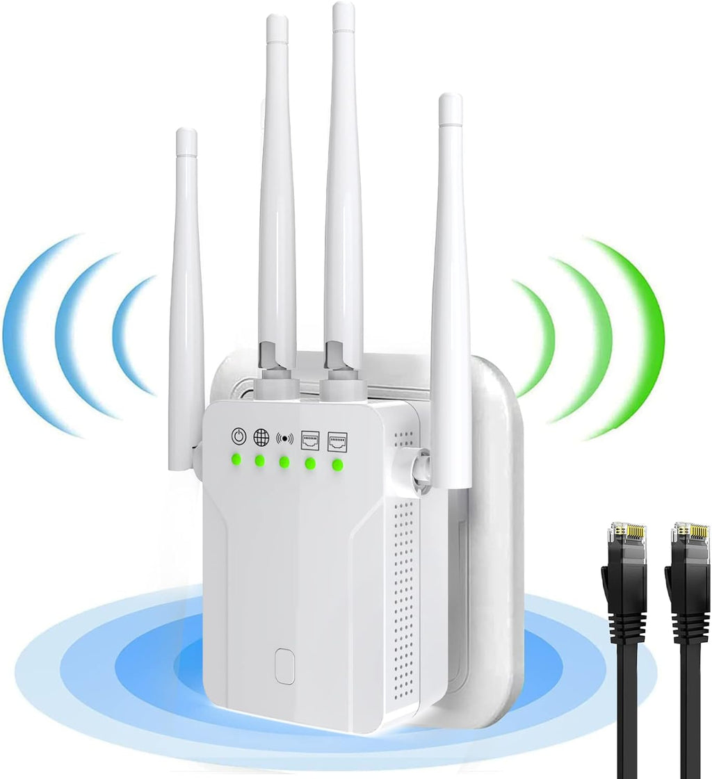 White Pack of 2 WiFi Extender with 10 Feet Ethernet Cable H75417