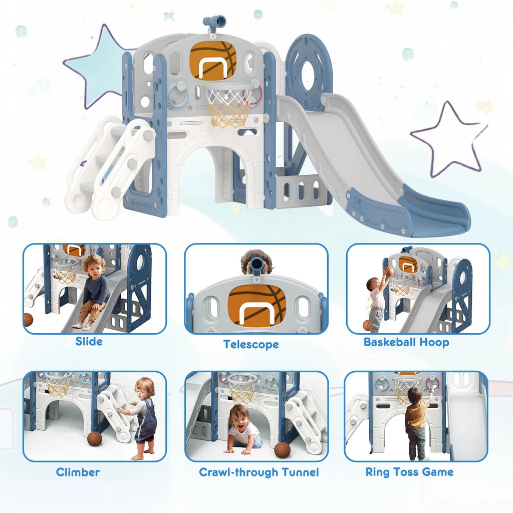 7 in 1 Toddler Slide Set with Basketball Hoop and Ball A2584