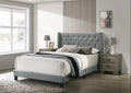 Gray Full Size Fabric Upholstered Panel Bed 2 Nightstand Set C409