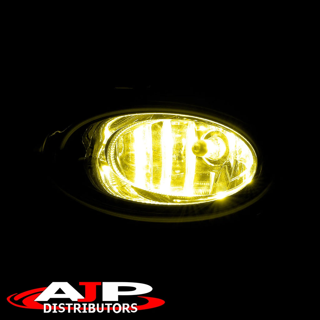 Chrome Front Bumper Fog Lights Assembly with Bulbs Switch Relay Wiring Harness Kit (Yellow Lens) V749544