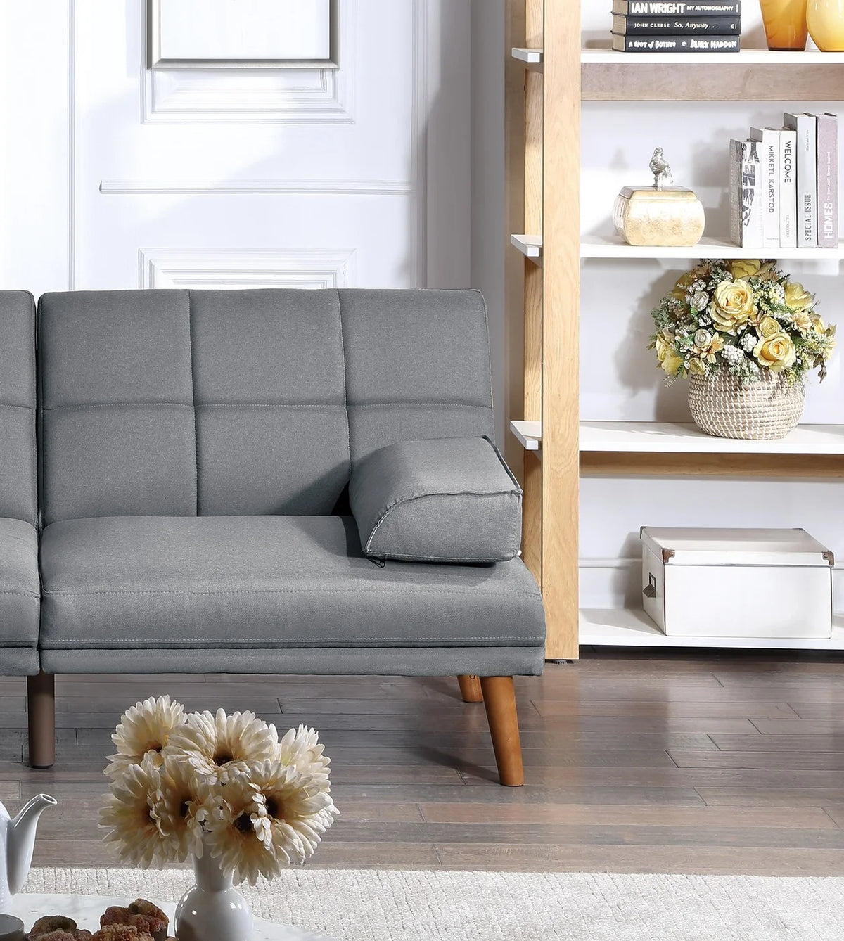 Blue Grey Polyfiber Convertible Sofa Bed M806786