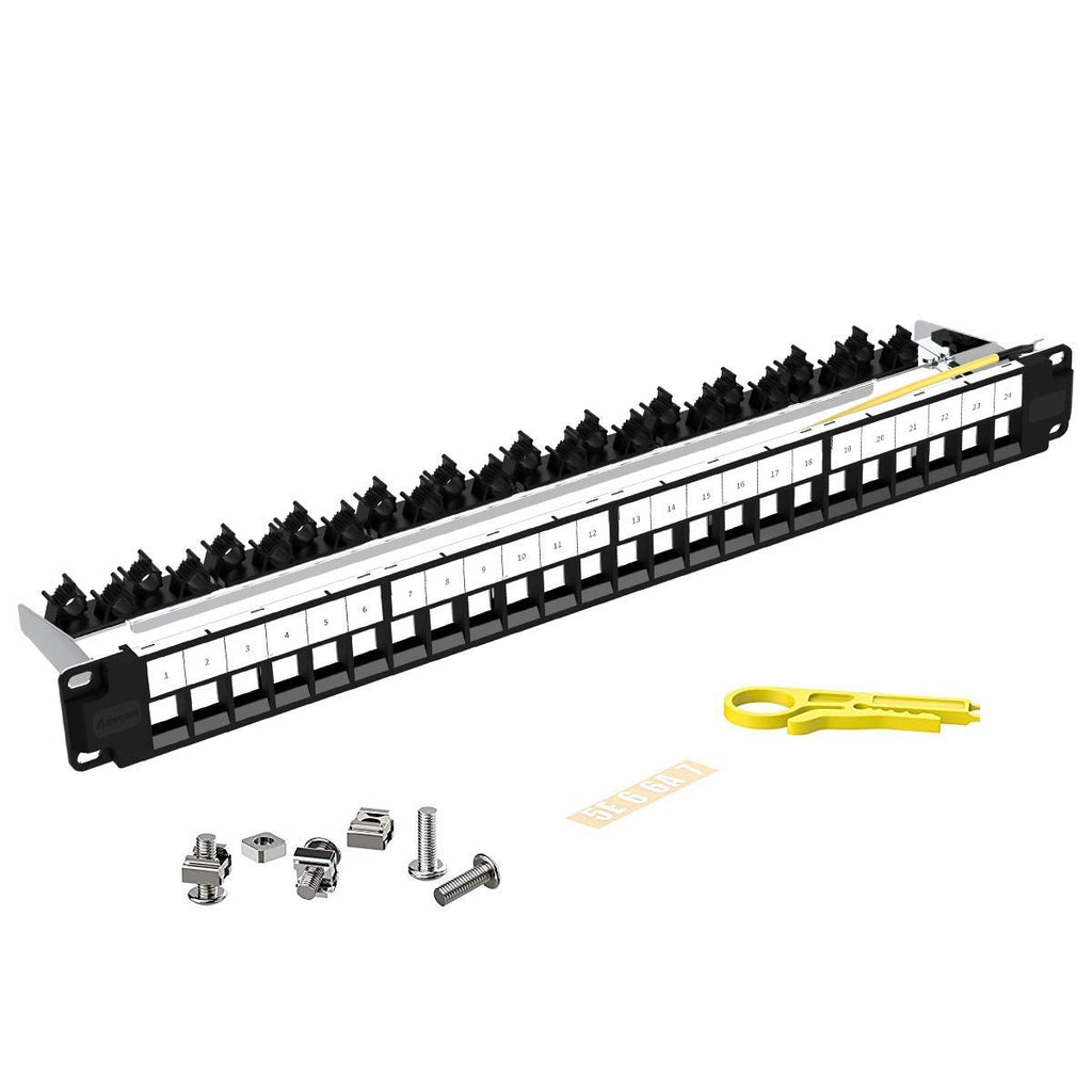 24 Ports 1U Blank Keystone Patch Panel with Rear Cable Management Panel E379160