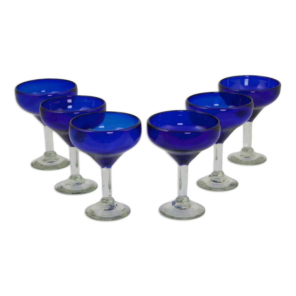 Cobalt Blue Recycled Glass Margarita Glasses P323397