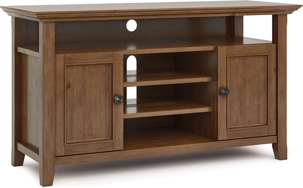 SOLID WOOD Universal TV Media Stand, 54 inch Wide, Medium Saddle Brown S4538