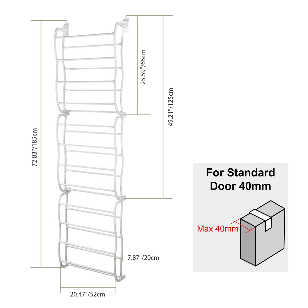 White 12-Tier Wall Hanging Shoe Organizer Y61812