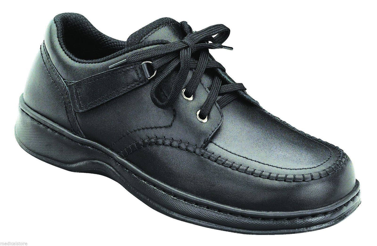 Black Leather Orthofeet Shoes S734