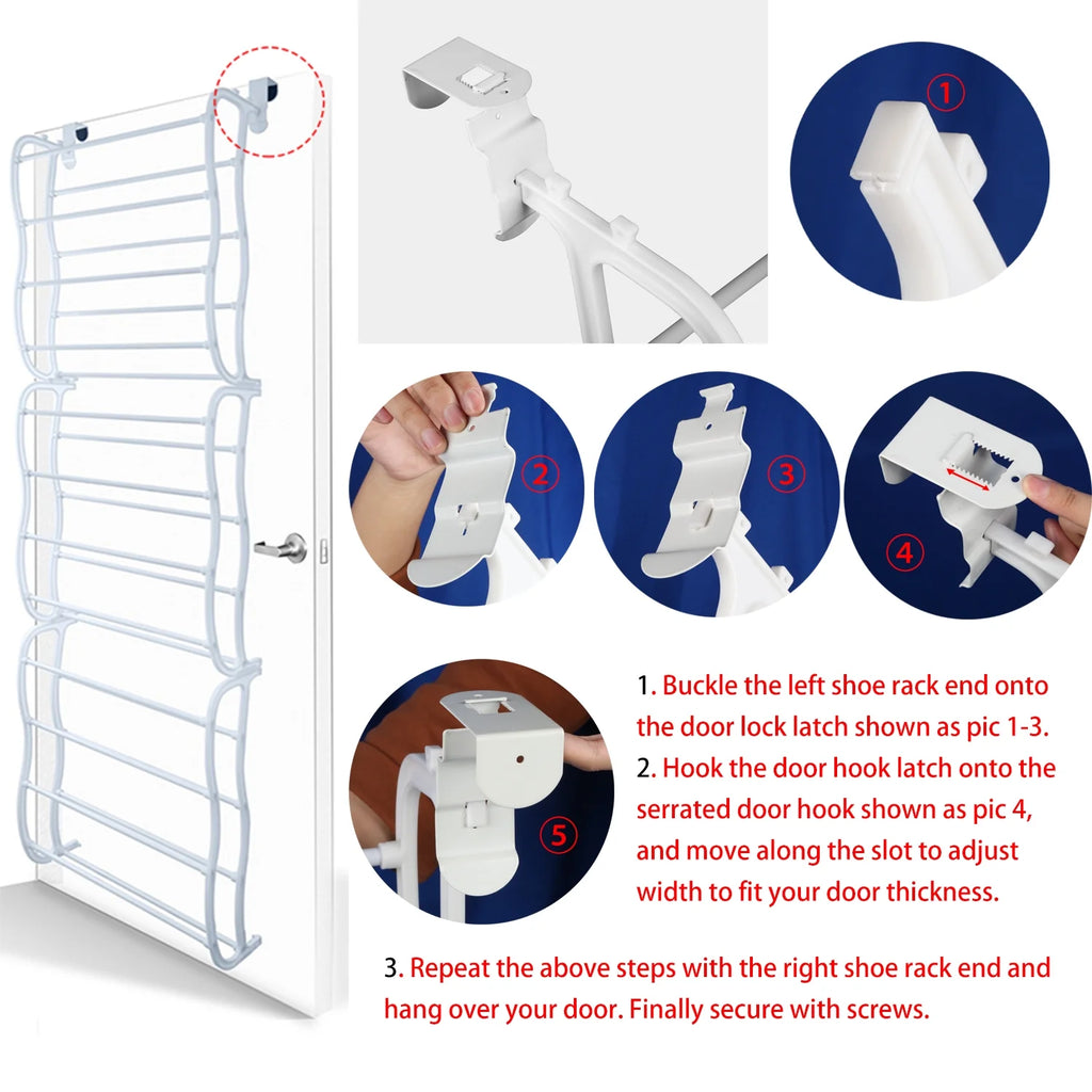 White 12-Tier Wall Hanging Shoe Organizer Y61812