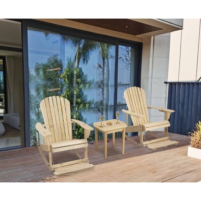 White 3 Piece Patio Adirondack Rocker Set P31833