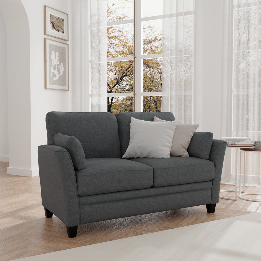 Gray Upholstered Loveseat with 2 Pillows X31939