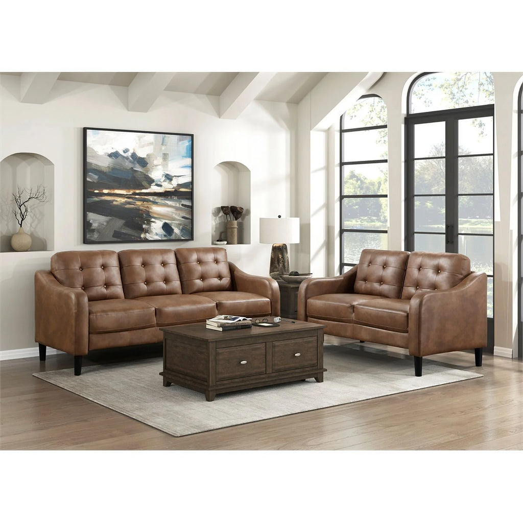 Brown Microfiber Loveseat C9986