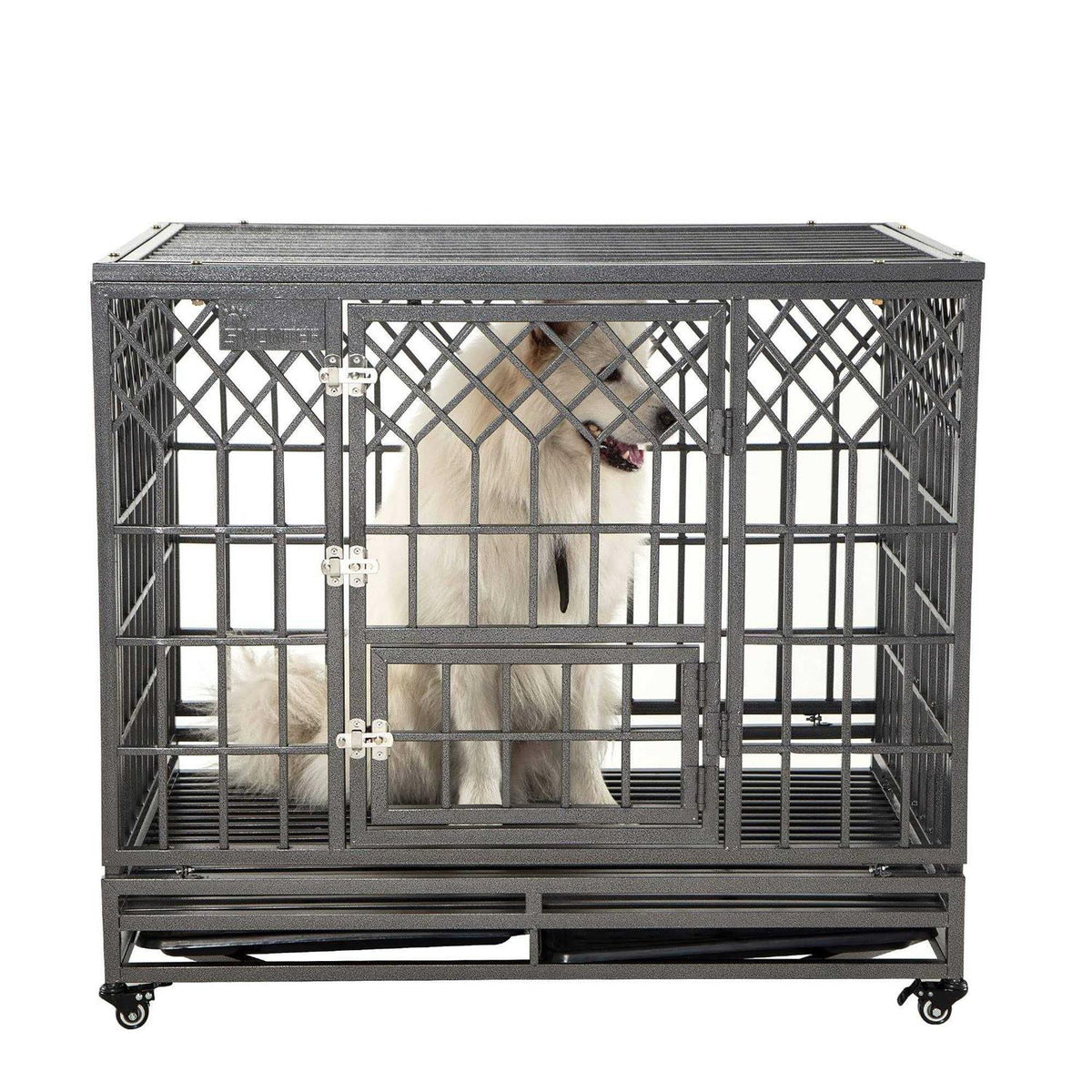Heavy Duty Metal Dog Cage Pet Kennel Crate Playpen with Wheels T761716