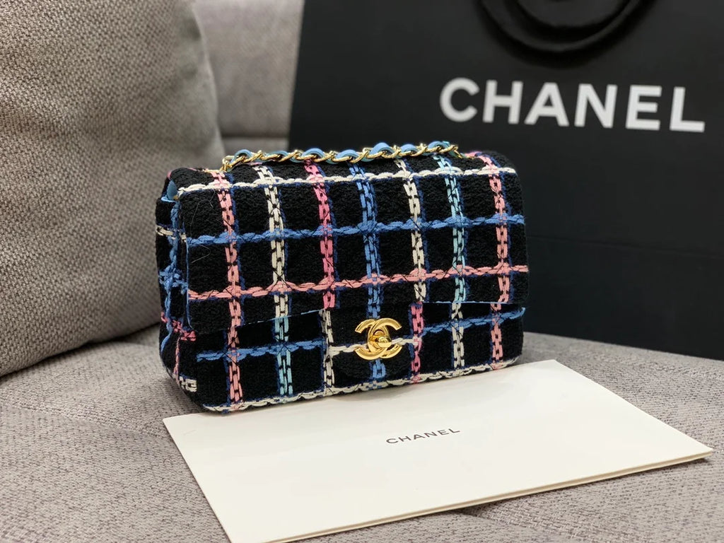 Navy Tweed Mini Rectangular Flap Bag N8247