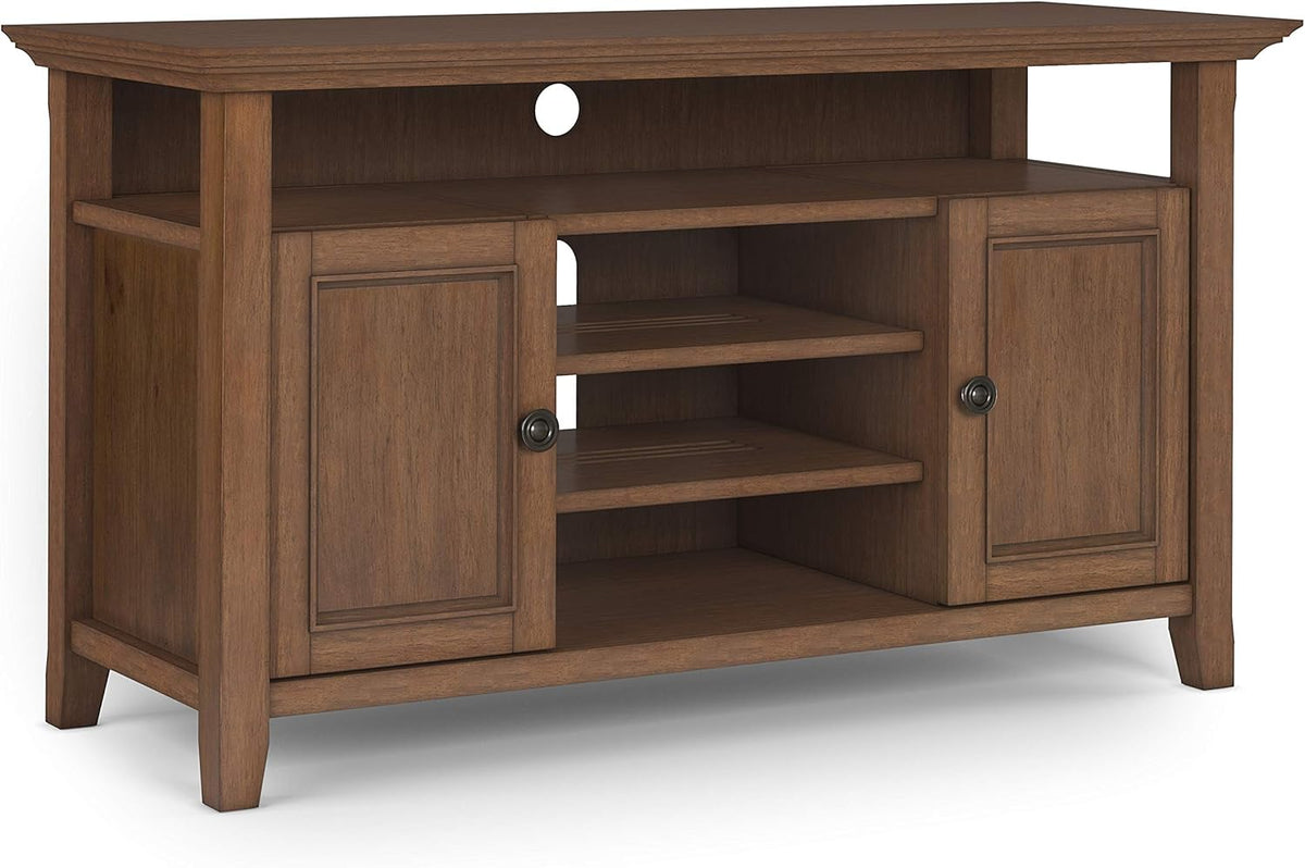 SOLID WOOD Universal TV Media Stand, 54 inch Wide, Medium Saddle Brown S4538