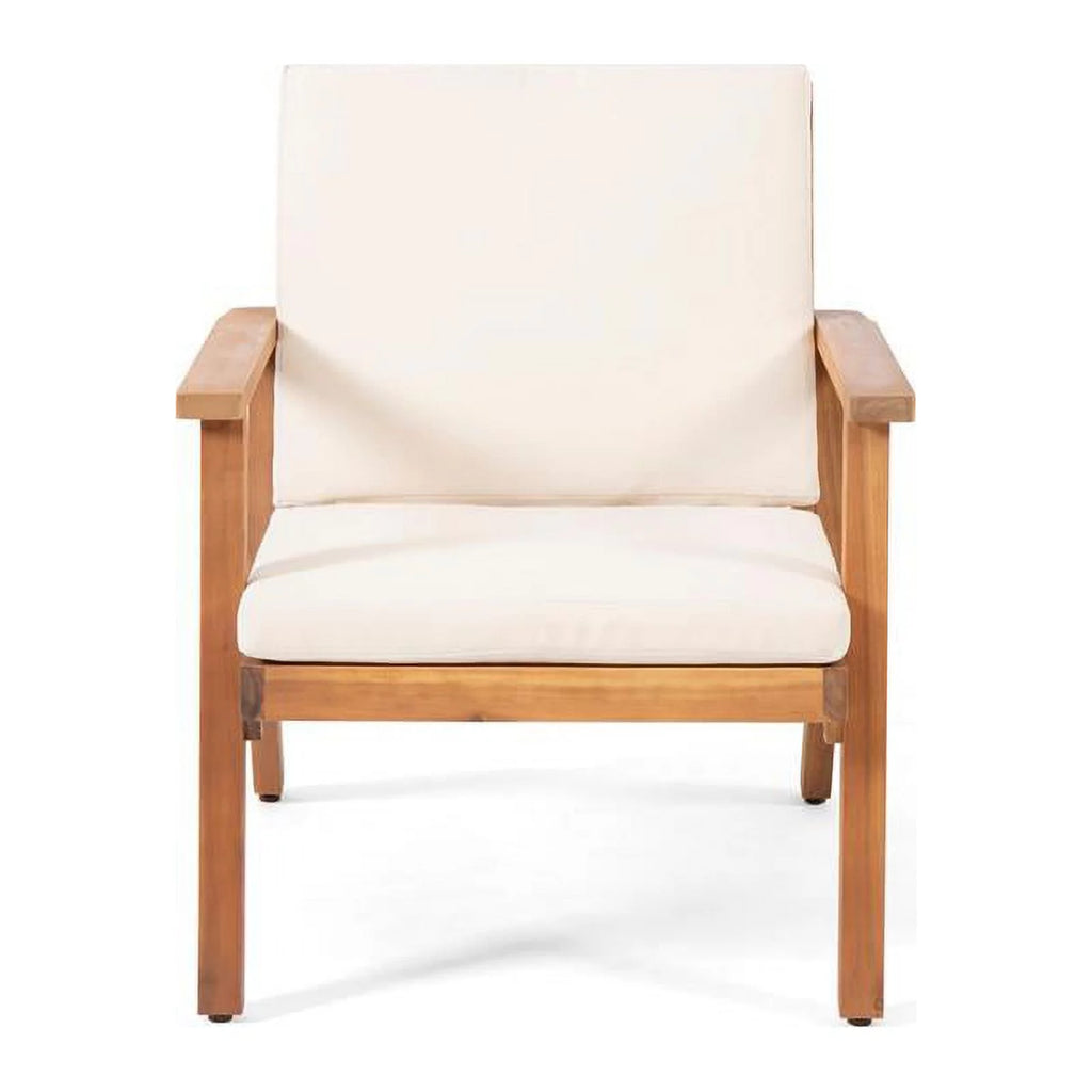 Teak Cream Acacia Wood Club Chair Set of 2 D6100