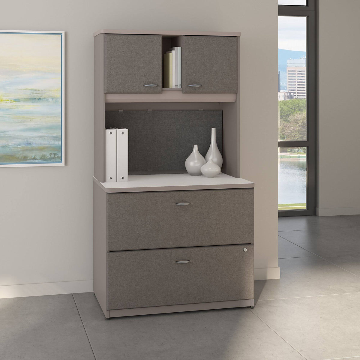 Lateral File Cabinet with Hutch X3031