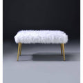 White Faux Fur Bench M53745