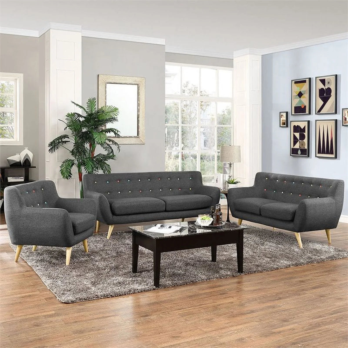 3 Piece Gray Sofa Set G9664