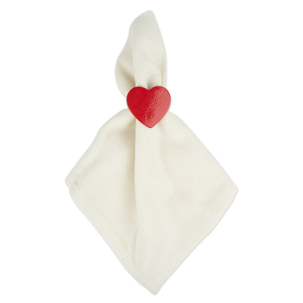 Set of 6 Red Heart Shaped Napkin Rings Y90960