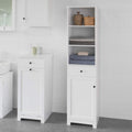 White Floor Standing Tall Bathroom Storage Cabinet with Shelves and Drawers C8028