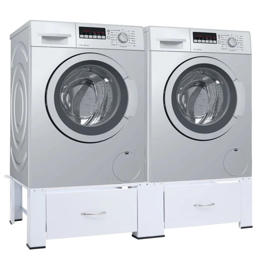 Washing and Drying Machine Pedestal with Pull-out Shelves White U750585