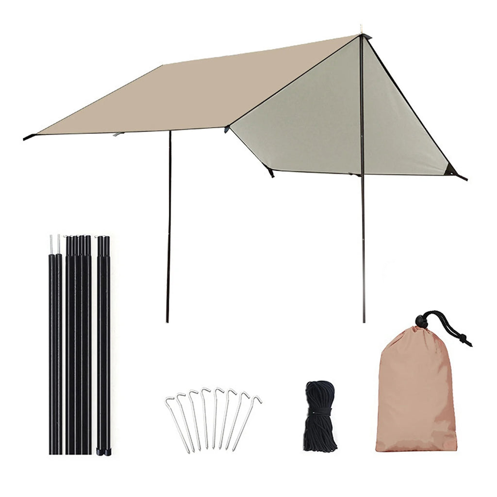 Waterproof Camping Tarp with Poles C564