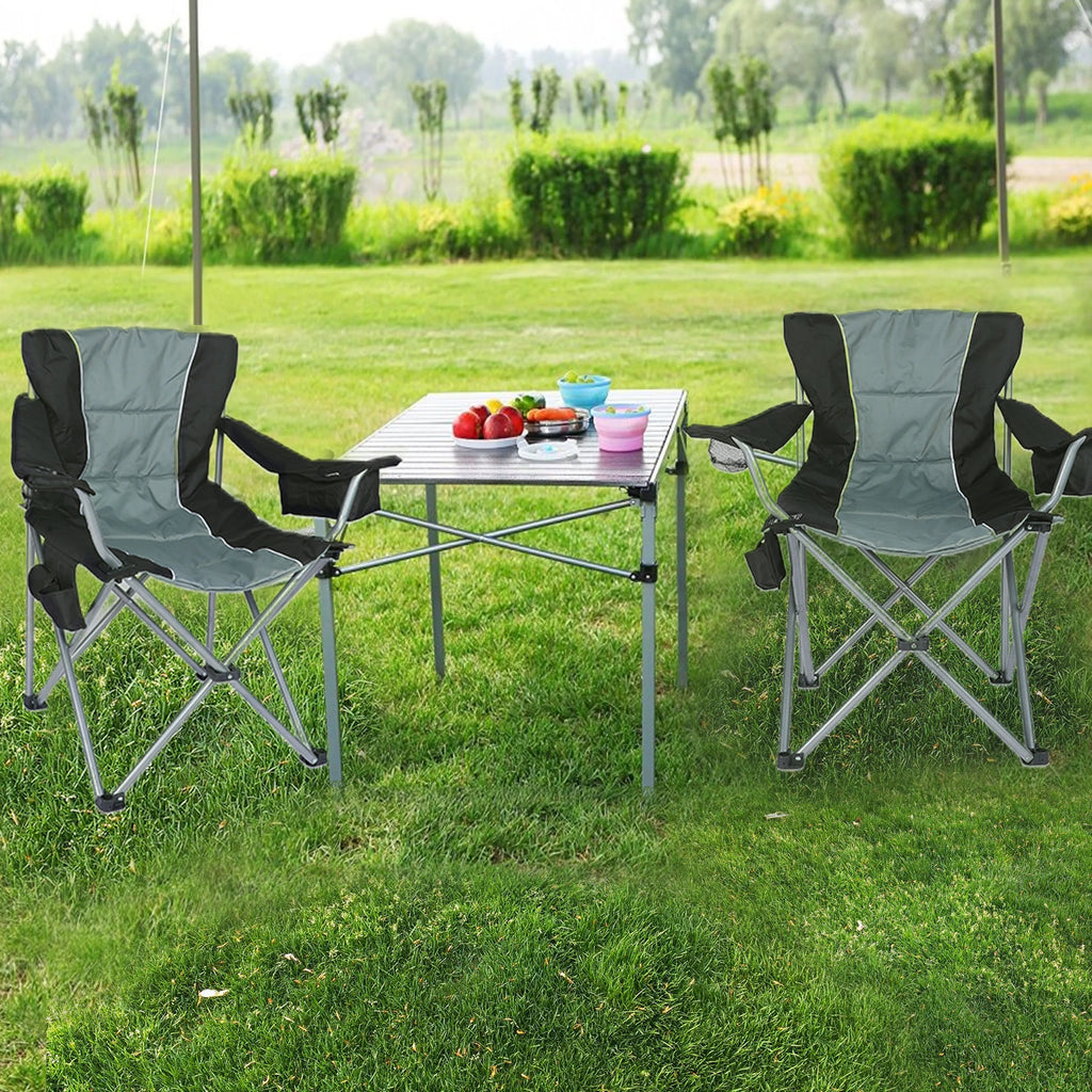 Oversized Folding Camping Chair with Cup Holder and Cooler Bag M427