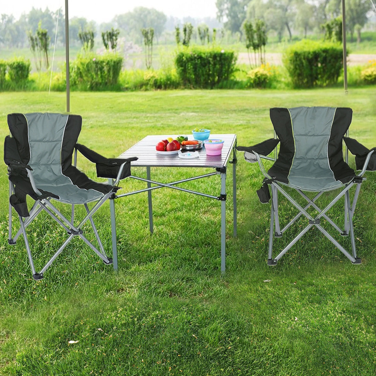 Oversized Folding Camping Chair with Cup Holder and Cooler Bag M427