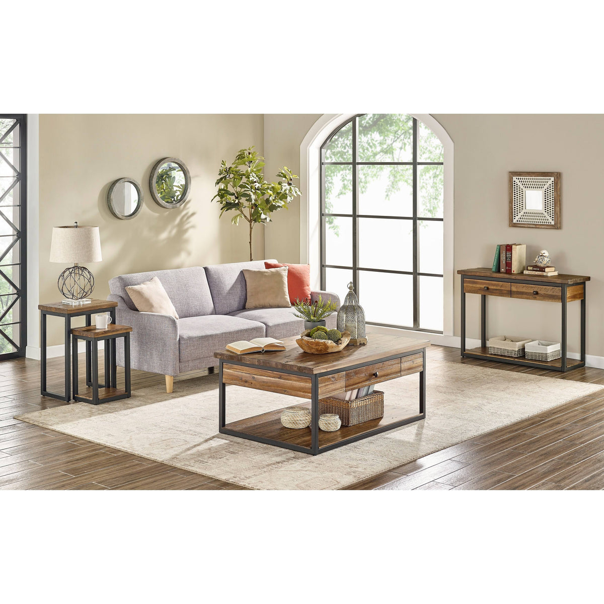Rustic Wood Nesting End Tables (Set of 2) X621