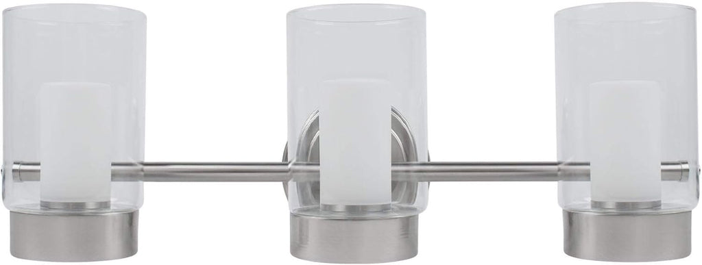22 Inch 3 Lamp LED Glass Bathroom Vanity Light, 23W, 3000K, Brushed Nickel Finish R5261