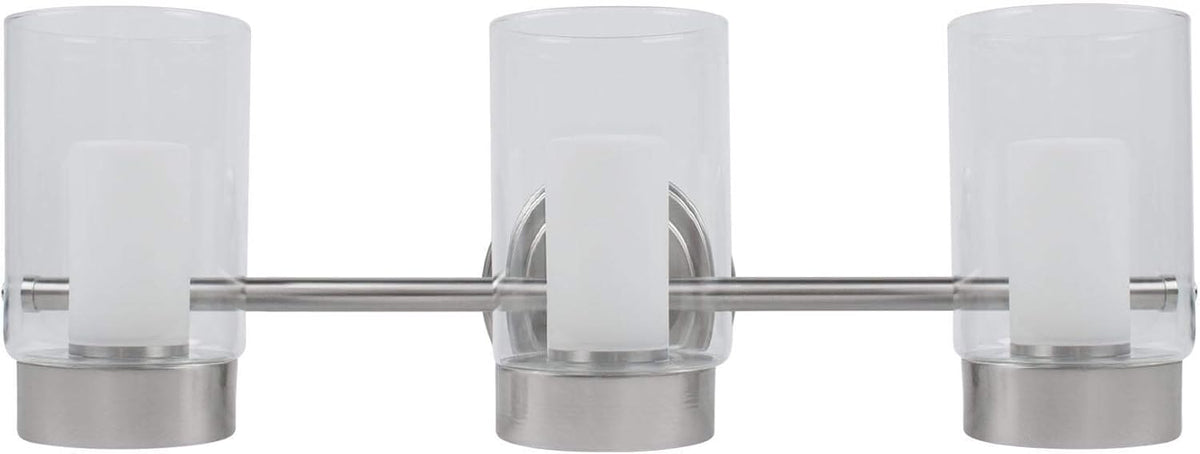 22 Inch 3 Lamp LED Glass Bathroom Vanity Light, 23W, 3000K, Brushed Nickel Finish R5261