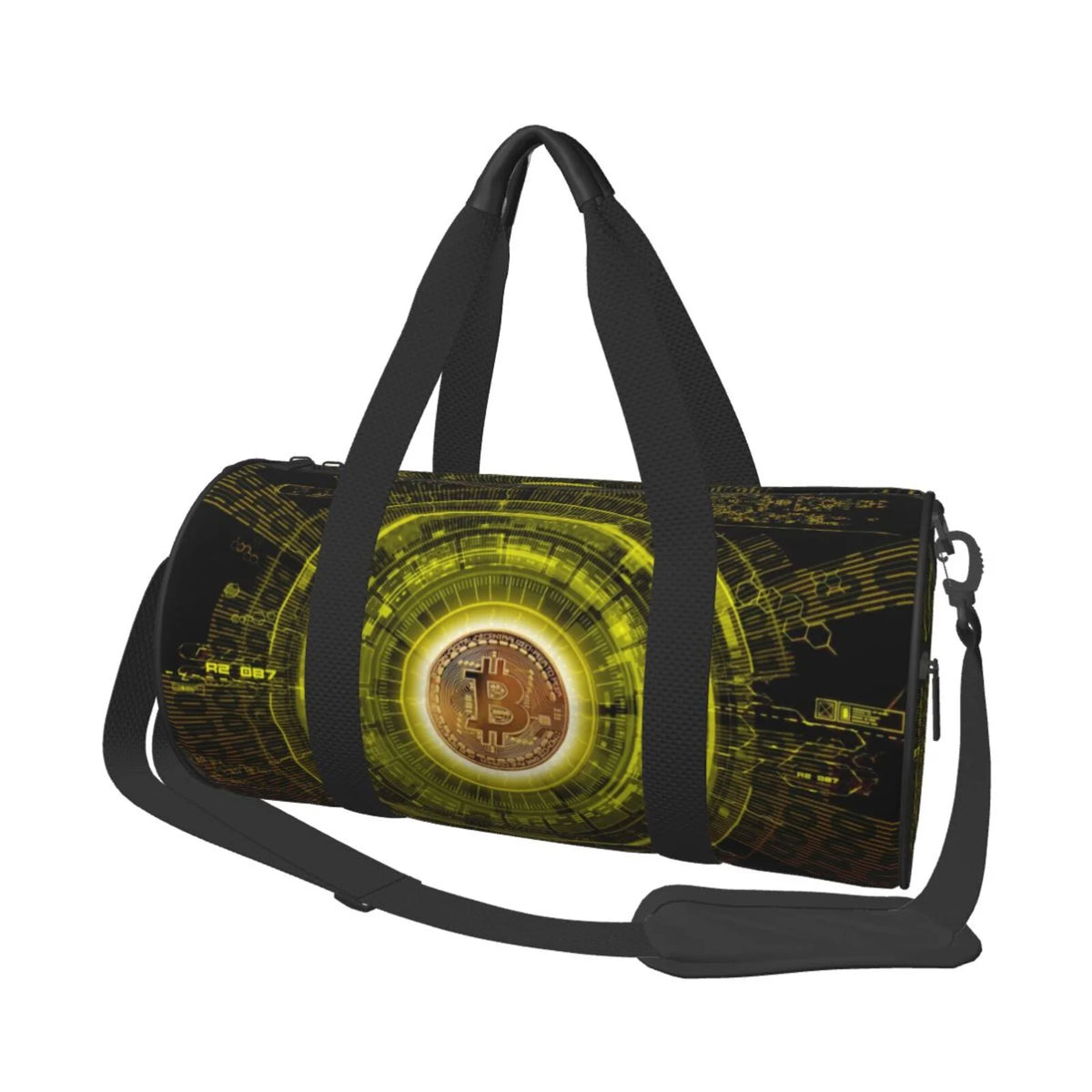 Gold Bitcoin Blockchain Cryptocurrency Unisex Large Duffle Bag F159935