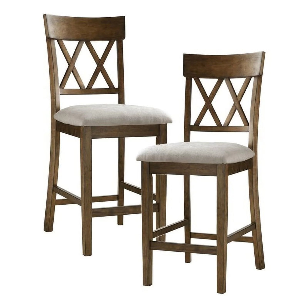 Oak Wood Crossback Counter Height Dining Chair Set of 2 Z3755