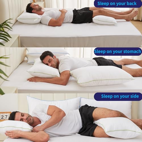 King Size Set of 2 Adjustable Bed Pillows with Zipper S46679