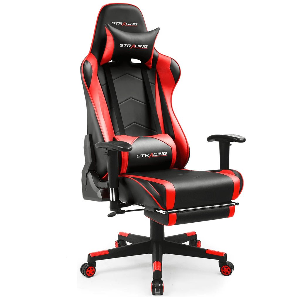 Red PU Leather Gaming Chair with Footrest Y117