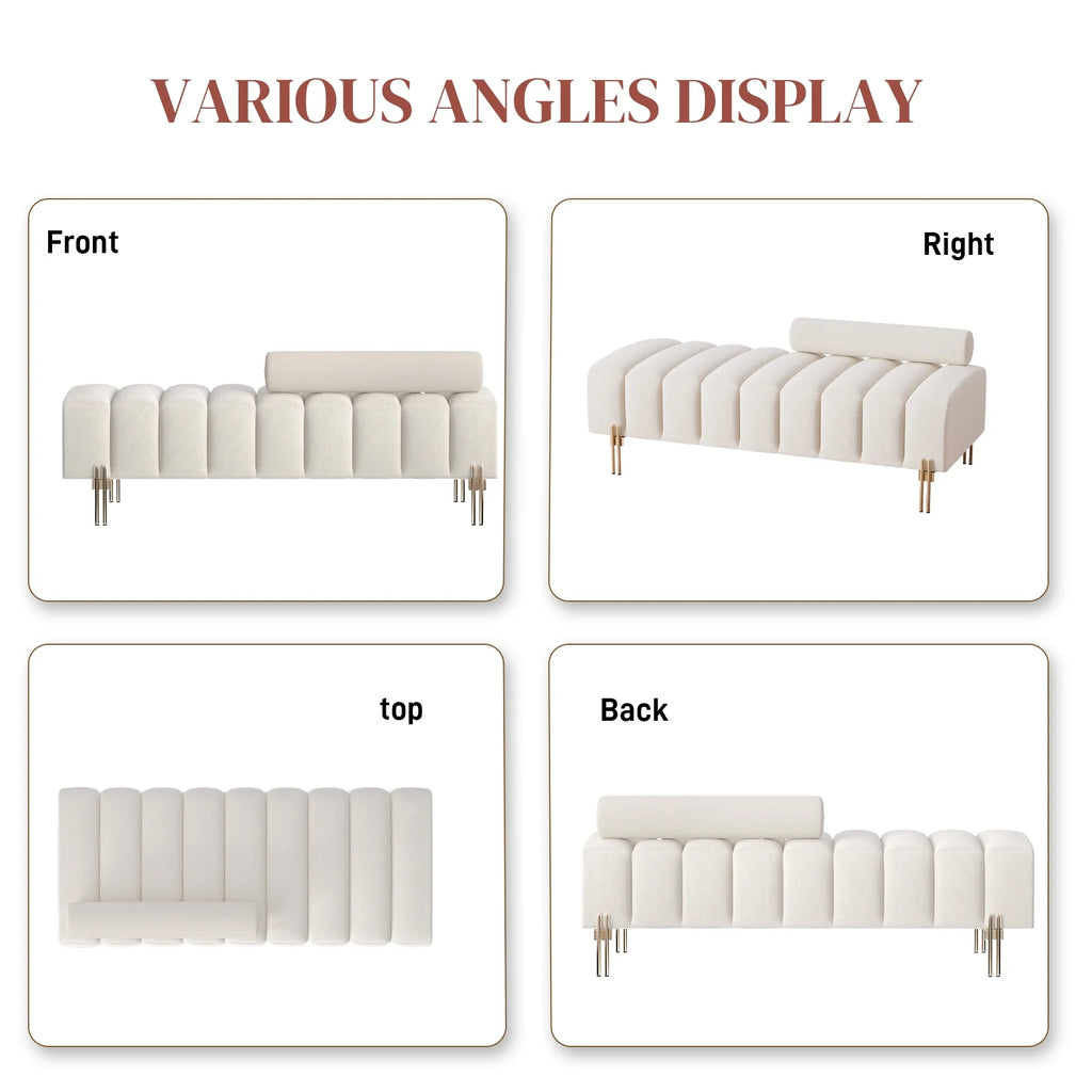 52" Velvet Upholstered Bench with Golden Metal Legs U423756