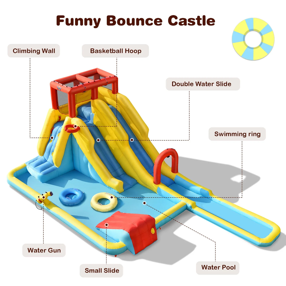 7 in 1 Inflatable Dual Slide Water Park Bouncer Y16401