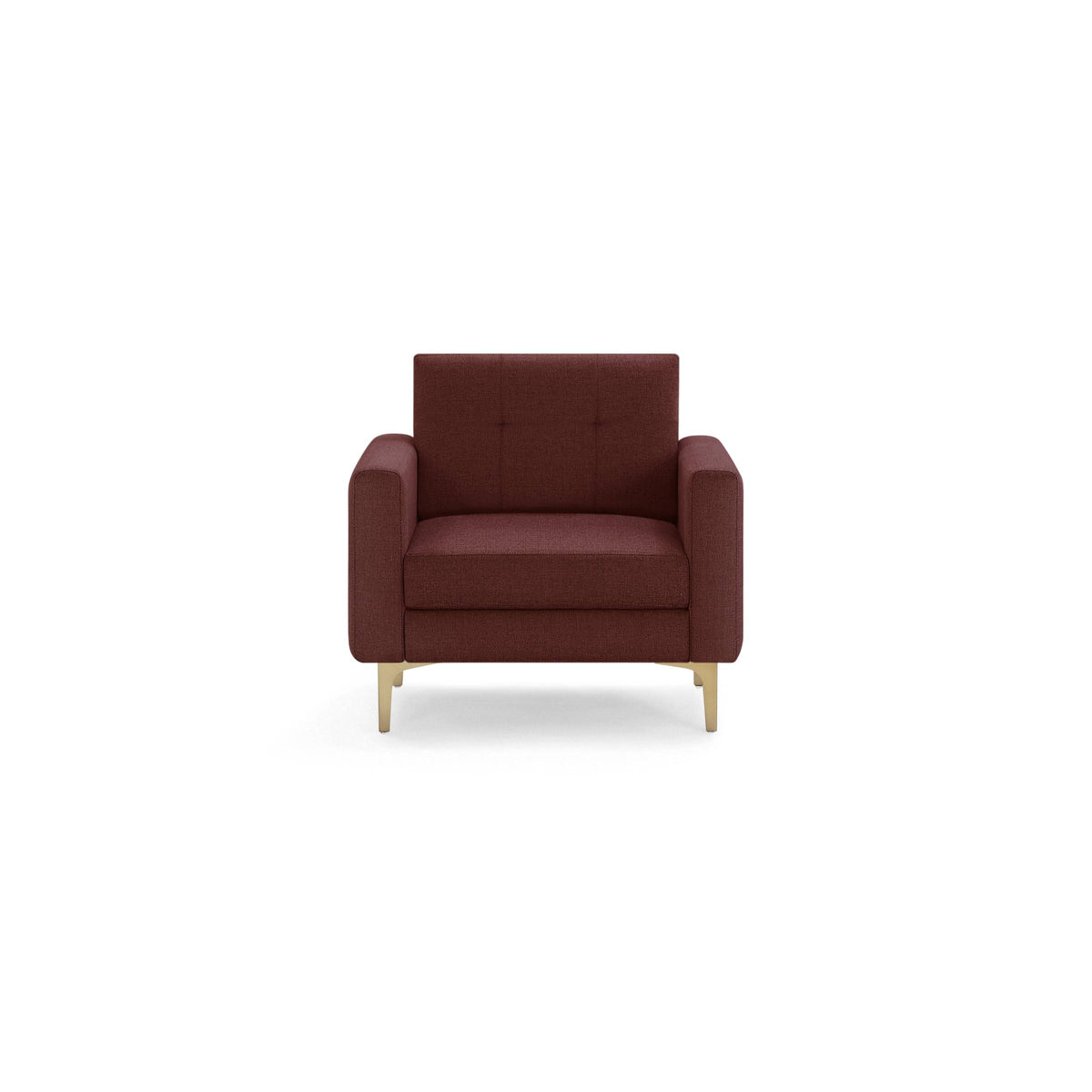 Brick Red Modular Armchair, 1 Seater, Brass Metal Legs Z537