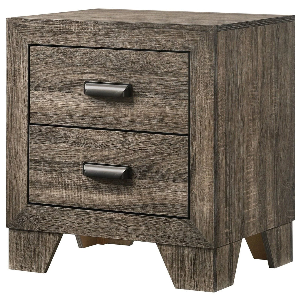 Gray Full Size Fabric Upholstered Panel Bed 2 Nightstand Set C409