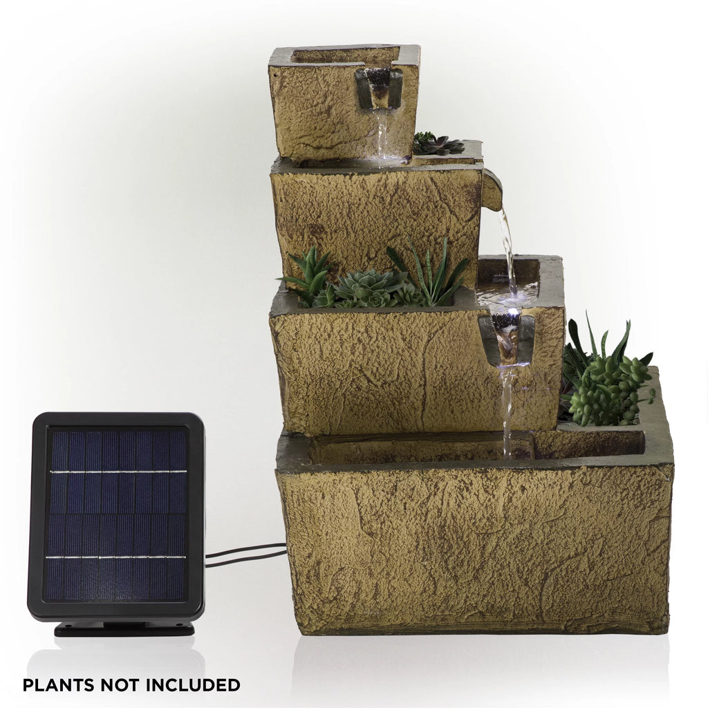 17" Tall Solar Tiered Fountain with LED Lights T723501