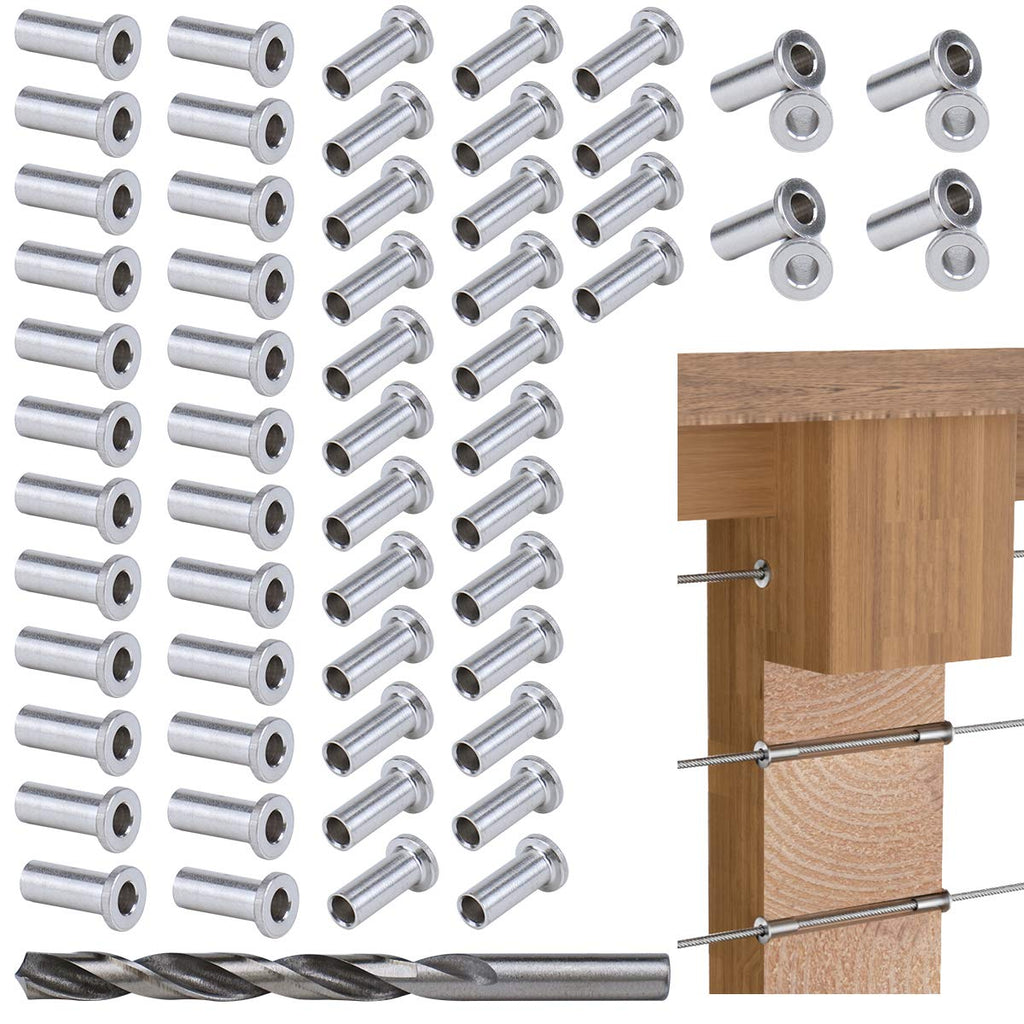 80Pack Cable Railing Kit T316 Stainless Steel Sleeves Grommet D238