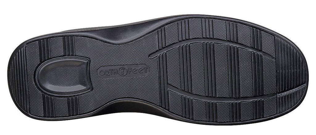 Black Leather Orthofeet Shoes S734