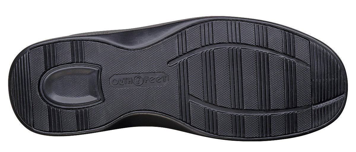 Black Leather Orthofeet Shoes S734