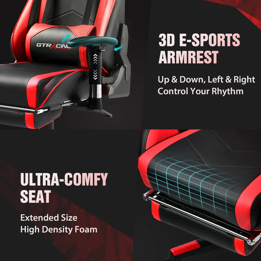 Red PU Leather Gaming Chair with Footrest Y117