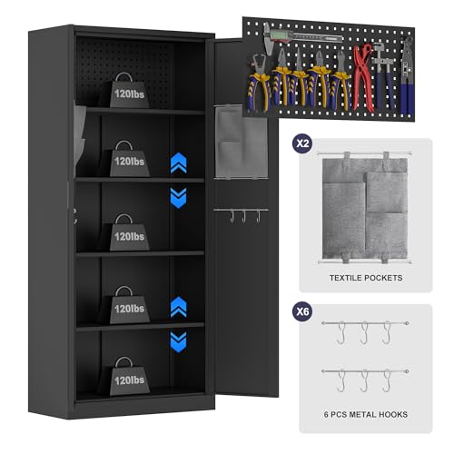 Black Metal Rolling Storage Cabinet with Wheels Q6538