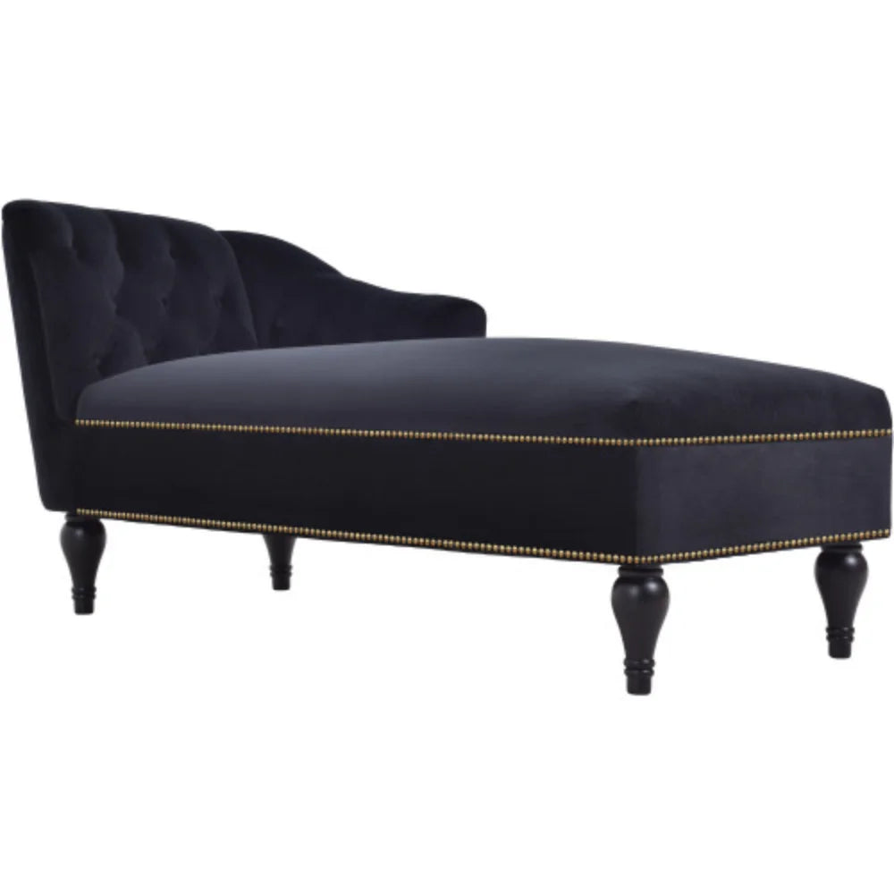 Velvet Button Tufted Chaise Lounge with Nailhead Trim L403185